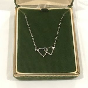 Vintage Bond Boyd Sterling Silver Linked Open Hearts Pendant Necklace 14" Long